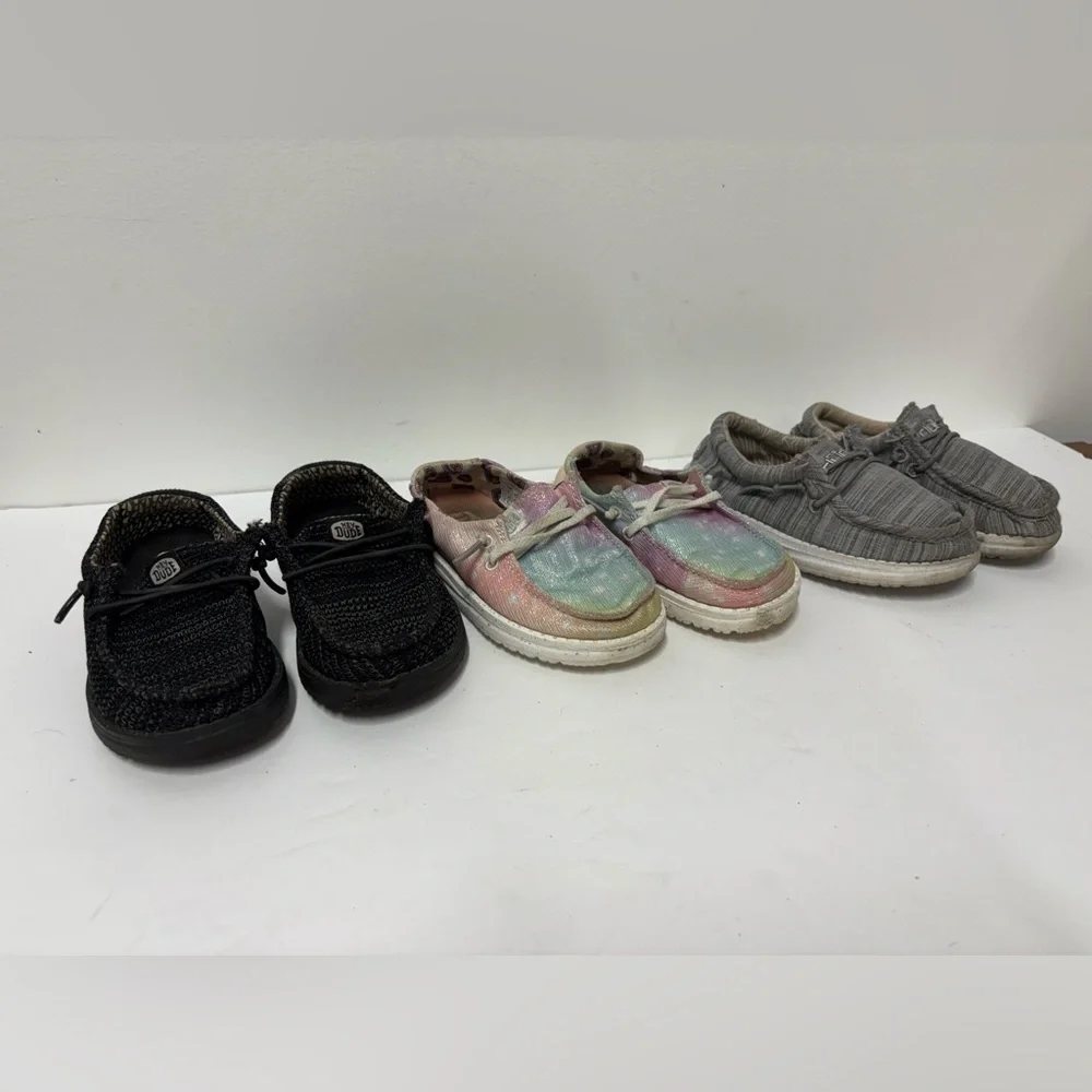 HEY DUDE 3 Pairs Black Gray Multicolored Toddler Size 8 Lot